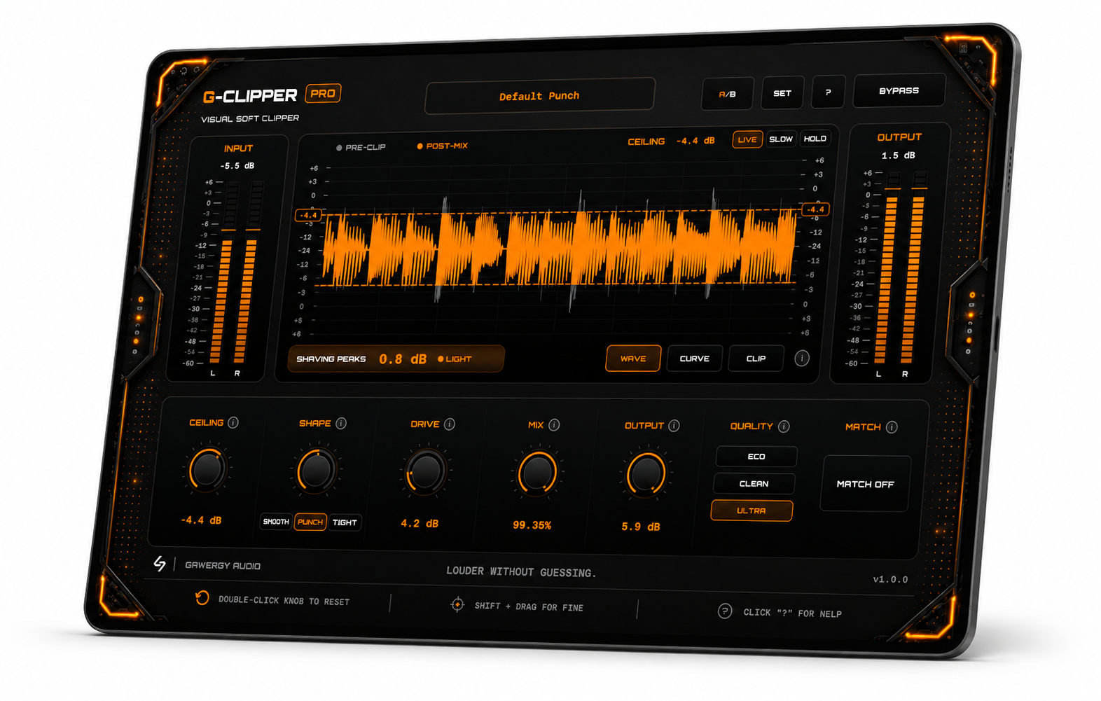 G-Clipper Pro shown on a tablet-style display